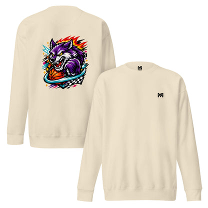 Sweat WILD WOLF beige logo noir face et visuel coloré dos Mindset Ambition
