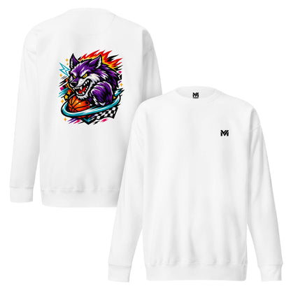 Sweat WILD WOLF blanc logo noir face et visuel coloré dos Mindset Ambition