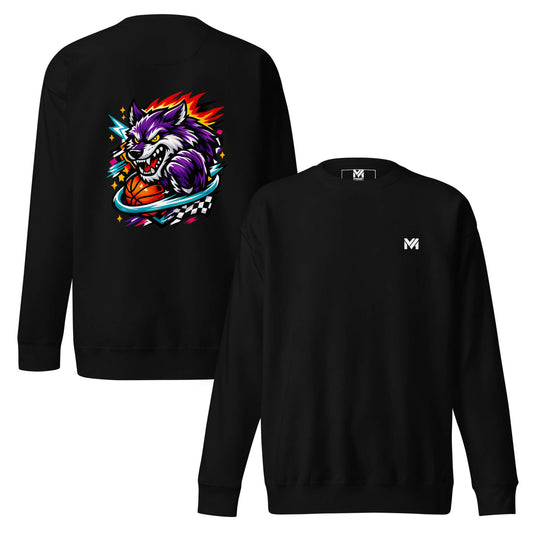 Sweat WILD WOLF noir logo blanc face et visuel coloré dos Mindset Ambition