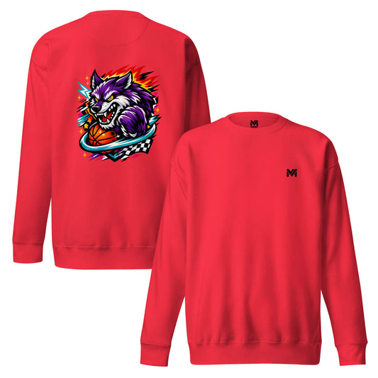 Sweat WILD WOLF rouge logo noir face et visuel coloré dos Mindset Ambition