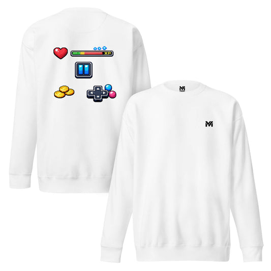 Sweat XP MODE blanc logo noir face et visuel coloré dos Mindset Ambition