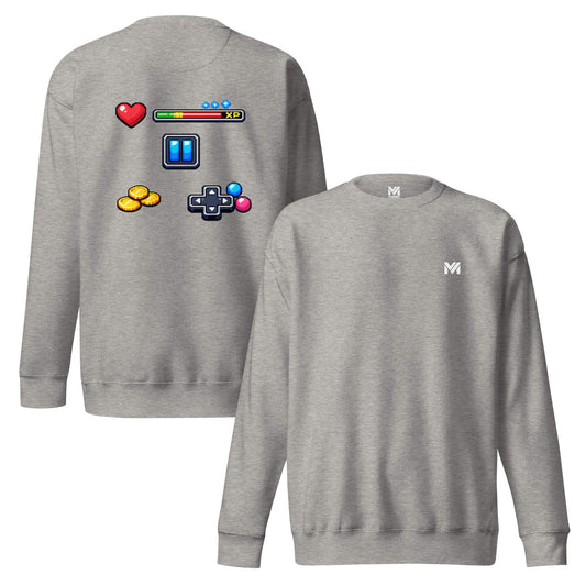 Sweat XP MODE gris chiné logo blanc face et visuel coloré dos Mindset Ambition