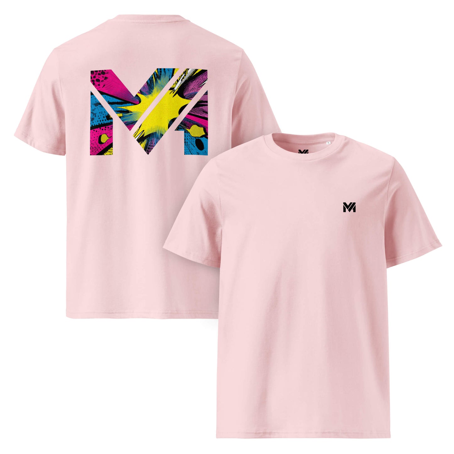 T-shirt Bio ANALOG MIND rose logo noir face et visuel coloré dos Mindset Ambition