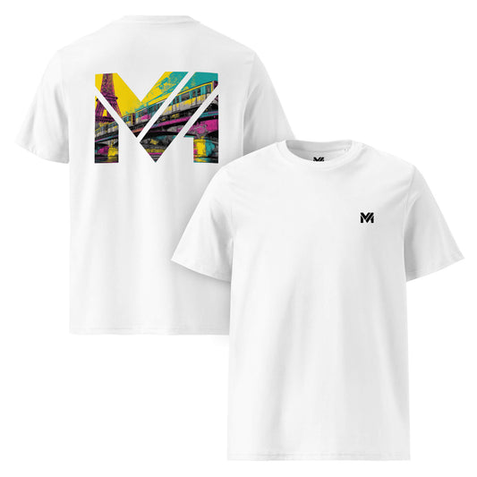 T-shirt Bio FORWARD ONLY blanc logo noir face et visuel coloré dos Mindset Ambition