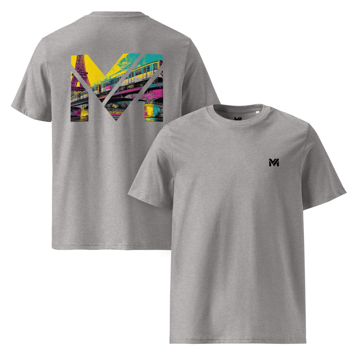 T-shirt Bio FORWARD ONLY gris chiné logo noir face et visuel coloré dos Mindset Ambition