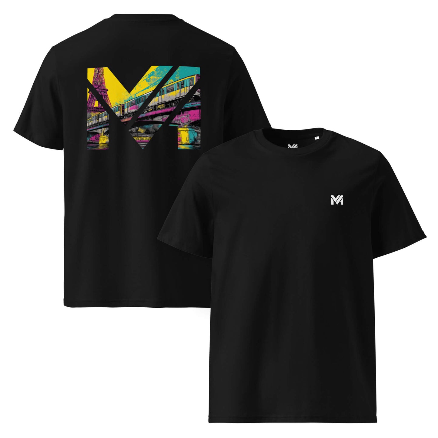 T-shirt Bio FORWARD ONLY noir logo blanc face et visuel coloré dos Mindset Ambition