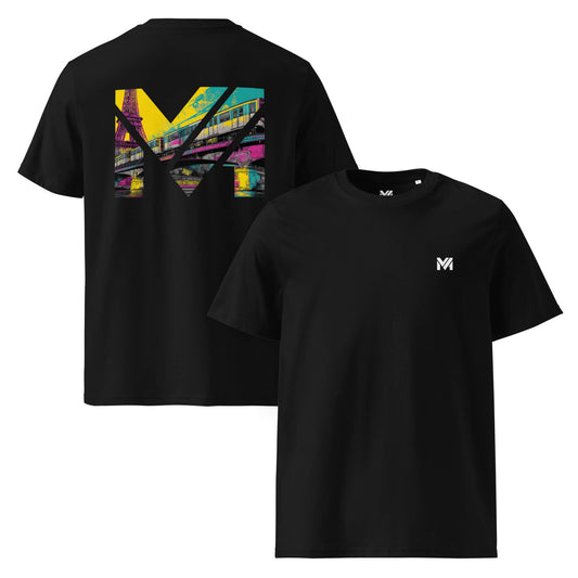 T-shirt Bio FORWARD ONLY noir logo blanc face et visuel coloré dos Mindset Ambition