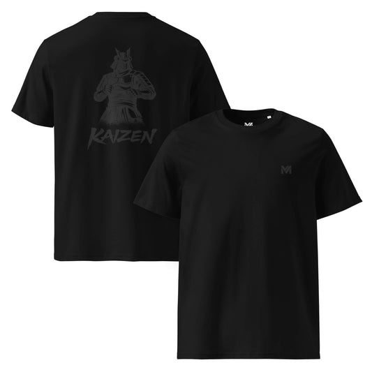 T-shirt Bio Kaizen noir logo gris face et visuel gris dos Mindset Ambition