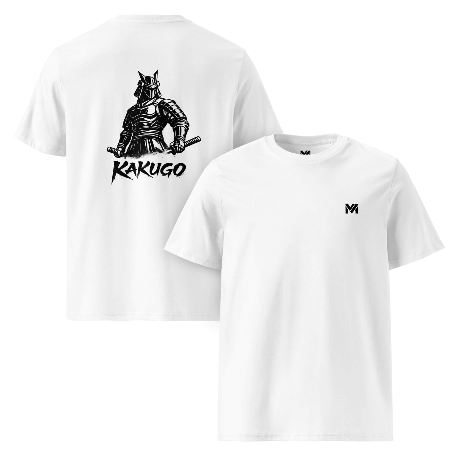 T-shirt Bio Kakugo blanc logo noir face et visuel noir dos Mindset Ambition