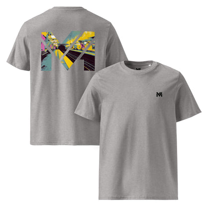 T-shirt Bio LAST TRAIN MENTALITY gris chiné logo noir face et visuel coloré dos Mindset Ambition