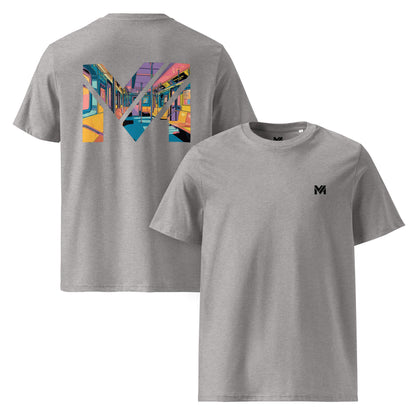 T-shirt Bio MIND ON TRACK gris chiné logo noir face et visuel coloré dos Mindset Ambition