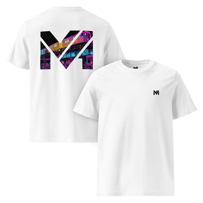T-shirt Bio NO DETOURS blanc logo noir face et visuel coloré dos Mindset Ambition