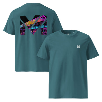 T-shirt Bio NO DETOURS vert logo blanc face et visuel coloré dos Mindset Ambition