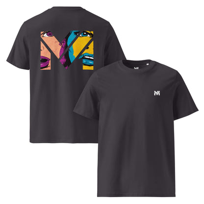 T-shirt Bio NO FILTER gris anthracite logo blanc face et visuel coloré dos Mindset Ambition