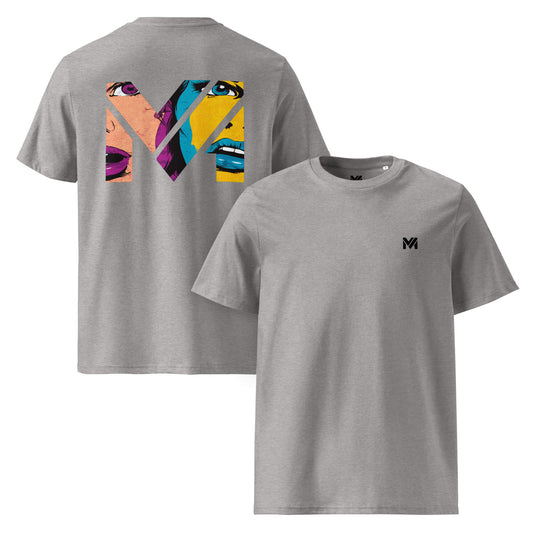 T-shirt Bio NO FILTER gris chiné logo noir face et visuel coloré dos Mindset Ambition