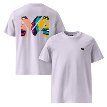 T-shirt Bio NO FILTER lavande logo noir face et visuel coloré dos Mindset Ambition