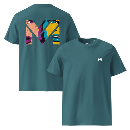 T-shirt Bio NO FILTER vert logo blanc face et visuel coloré dos Mindset Ambition