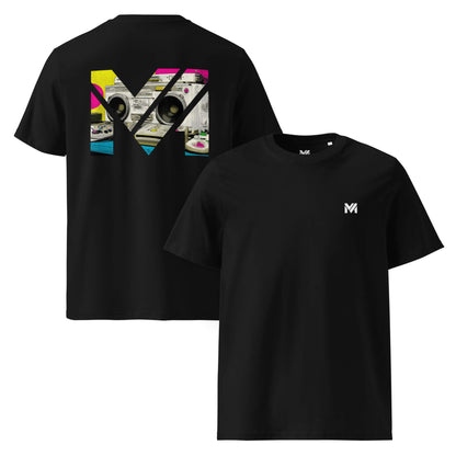 T-shirt Bio OLD SCHOOL GRIND noir logo blanc face et visuel coloré dos Mindset Ambition