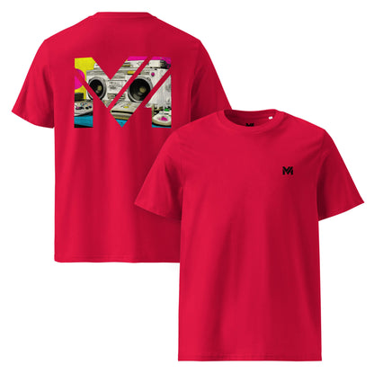 T-shirt Bio OLD SCHOOL GRIND rouge logo noir face et visuel coloré dos Mindset Ambition