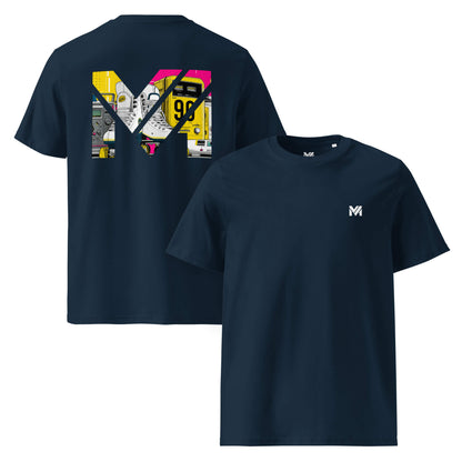 T-shirt Bio RAW IMPACT bleu marine logo blanc face et visuel coloré dos Mindset Ambition