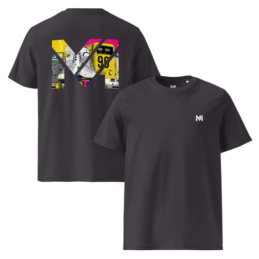T-shirt Bio RAW IMPACT gris anthracite logo blanc face et visuel coloré dos Mindset Ambition