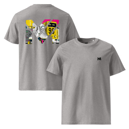 T-shirt Bio RAW IMPACT gris chiné logo noir face et visuel coloré dos Mindset Ambition