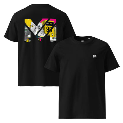 T-shirt Bio RAW IMPACT noir logo blanc face et visuel coloré dos Mindset Ambition