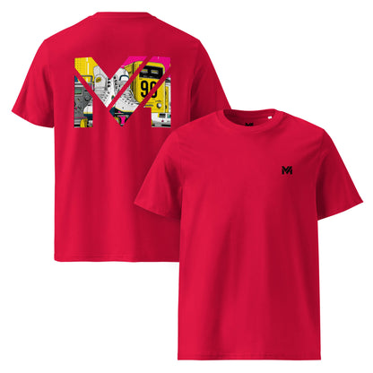 T-shirt Bio RAW IMPACT rouge logo noir face et visuel coloré dos Mindset Ambition
