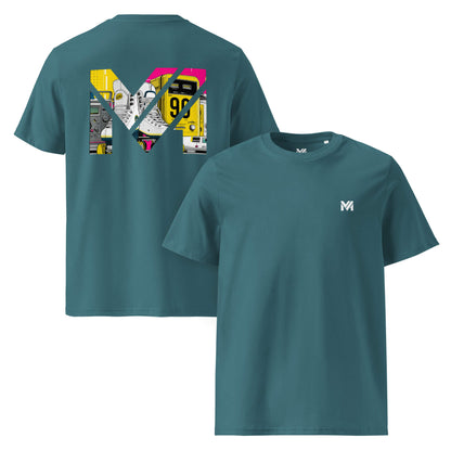 T-shirt Bio RAW IMPACT vert logo blanc face et visuel coloré dos Mindset Ambition