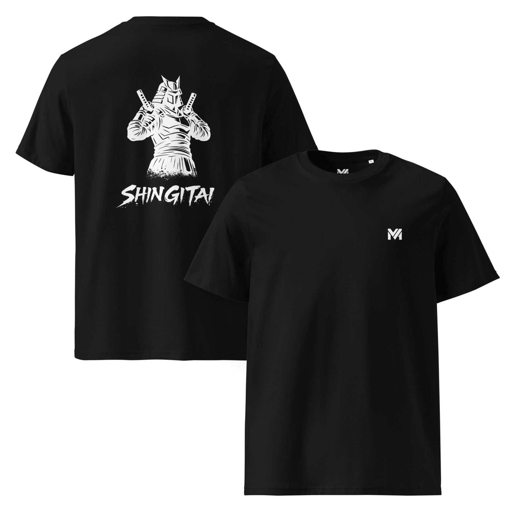T-shirt Bio Shingitai noir logo blanc face et visuel blanc dos Mindset Ambition