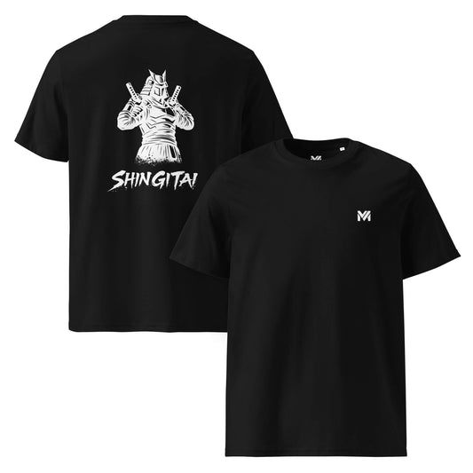 T-shirt Bio Shingitai noir logo blanc face et visuel blanc dos Mindset Ambition
