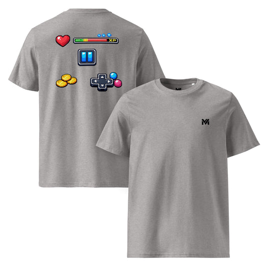 T-shirt Bio XP MODE gris chiné logo noir face et visuel coloré dos Mindset Ambition