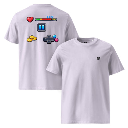 T-shirt Bio XP MODE lavande logo noir face et visuel coloré dos Mindset Ambition
