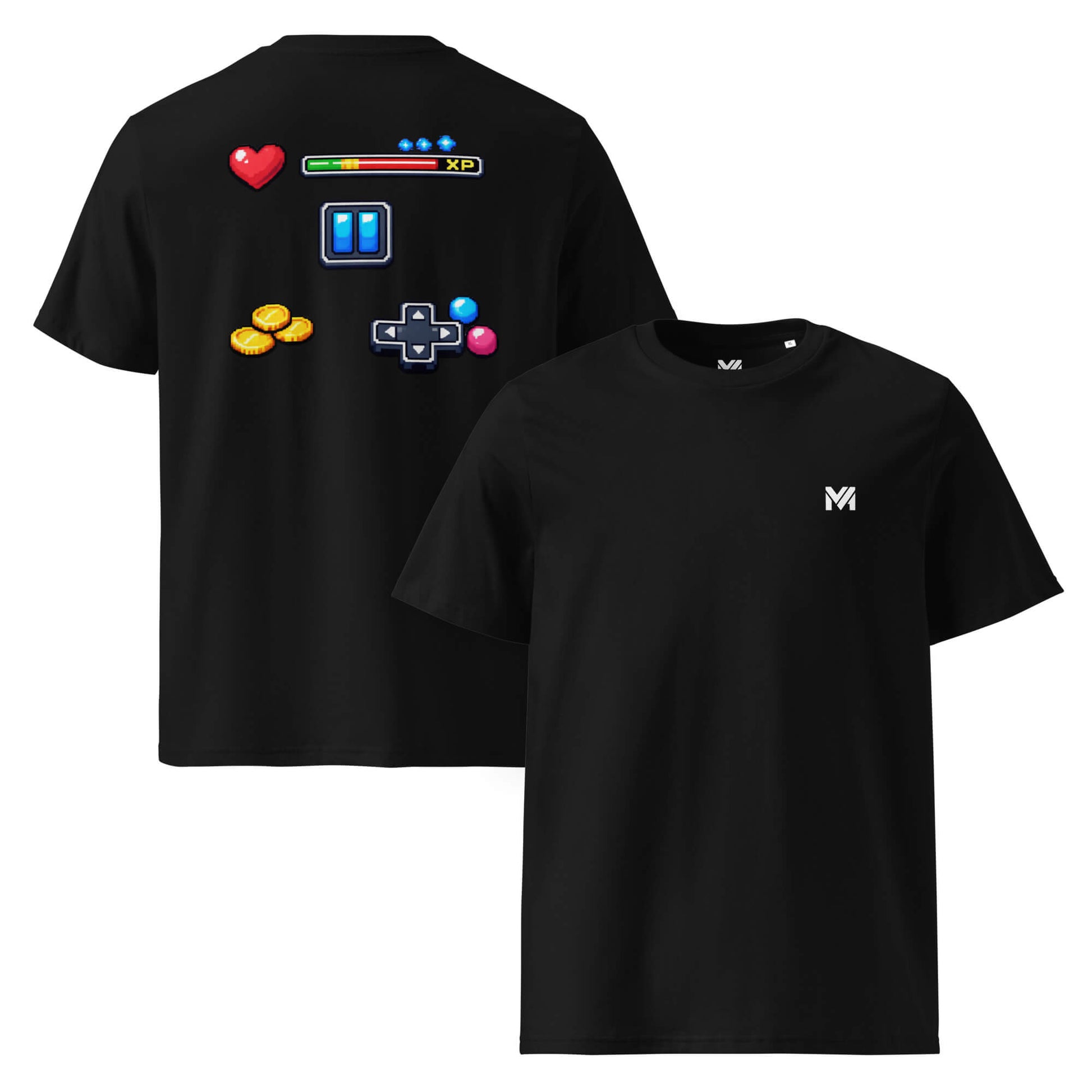 T-shirt Bio XP MODE noir logo blanc face et visuel coloré dos Mindset Ambition