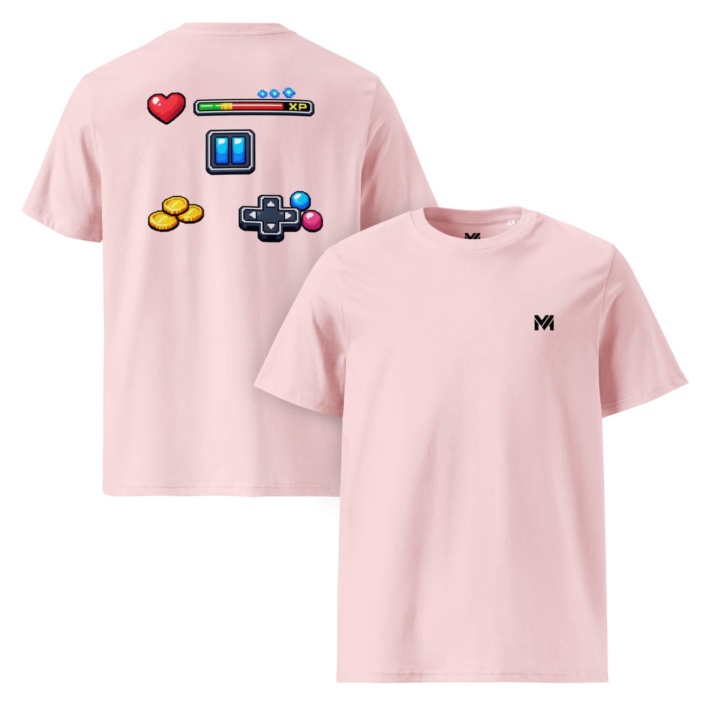 T-shirt Bio XP MODE rose logo noir face et visuel coloré dos Mindset Ambition