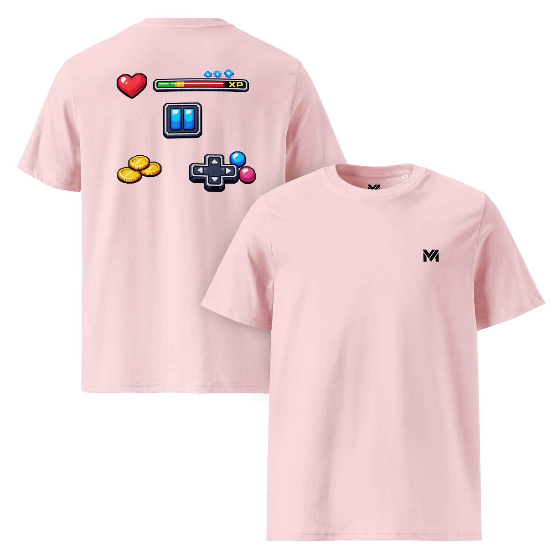 T-shirt Bio XP MODE rose logo noir face et visuel coloré dos Mindset Ambition