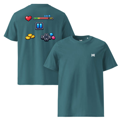 T-shirt Bio XP MODE vert logo blanc face et visuel coloré dos Mindset Ambition