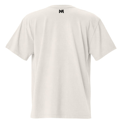 T-shirt oversize homme Raw Mindset Ambition, couleur beige clair, coupe ample et lourde, vue de dos, logo noir centré en haut sous le col, issu de la collection Origine & Intention.