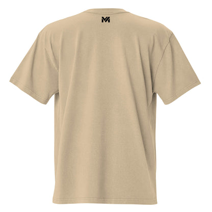 T-shirt oversize homme Raw Mindset Ambition, couleur sable, coupe ample et lourde, vue de dos, logo noir centré en haut sous le col, issu de la collection Origine & Intention.