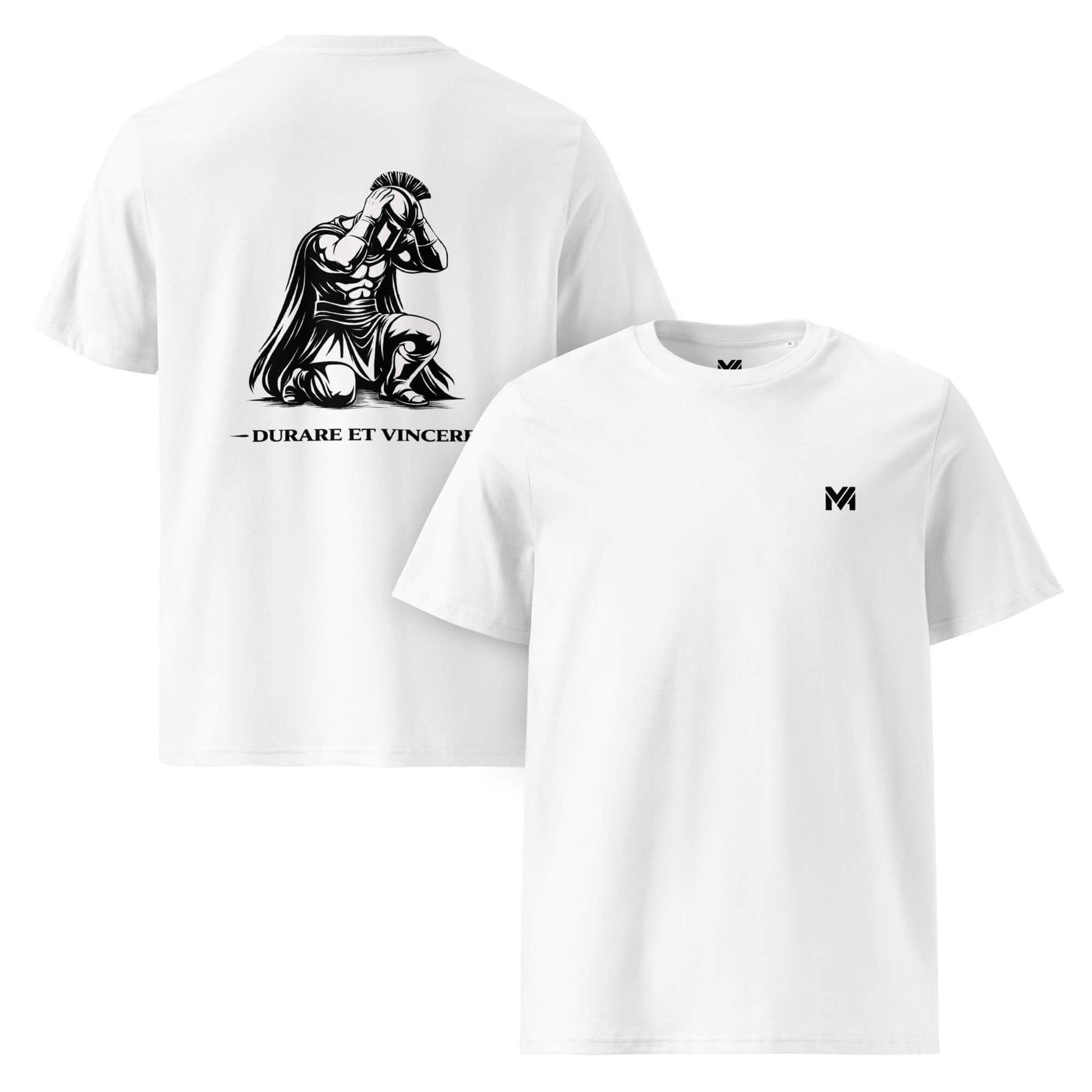 T-shirt Durare et Vincere blanc logo noir face et visuel noir dos Mindset Ambition