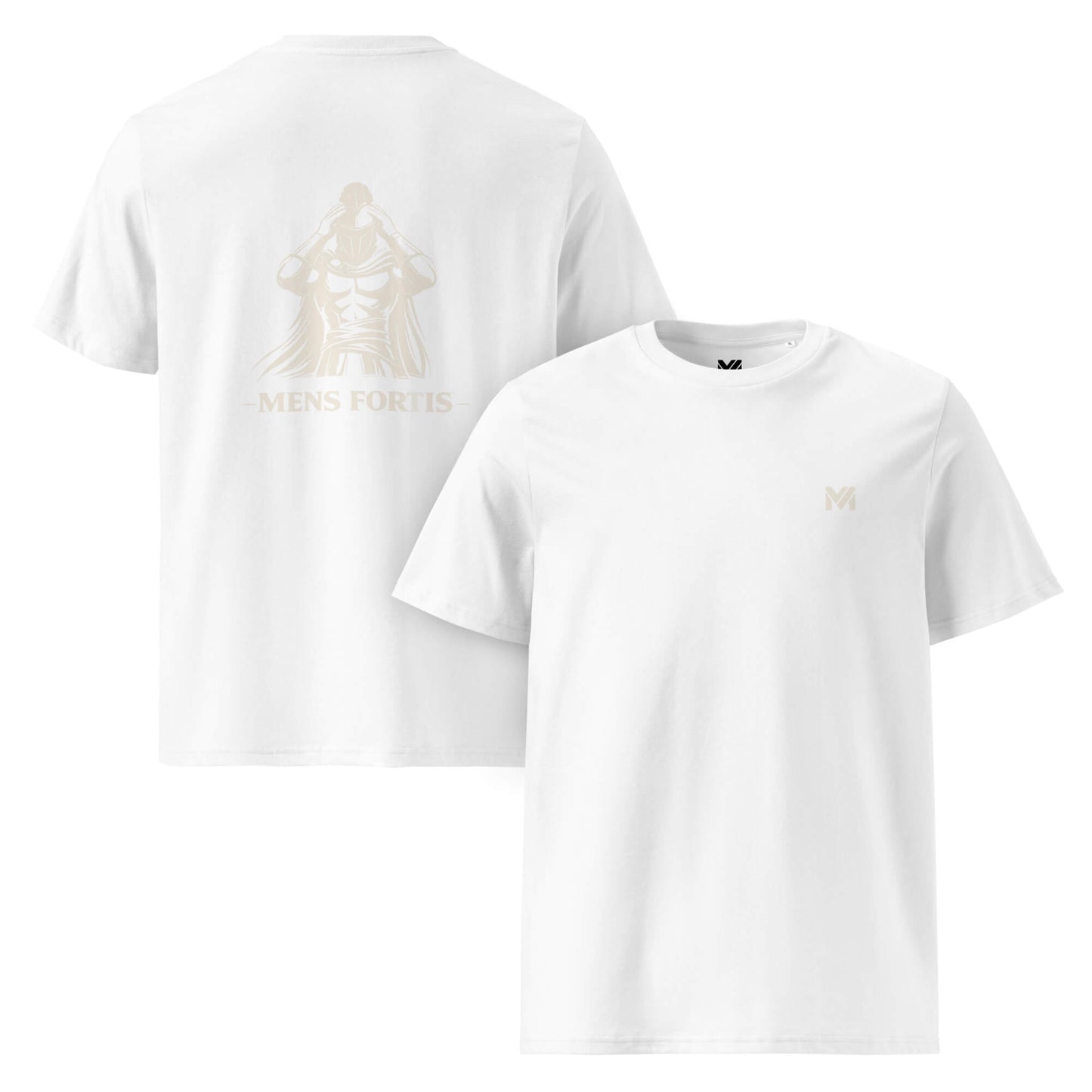 T-shirt Mens Fortis blanc logo doré face et visuel doré dos Mindset Ambition