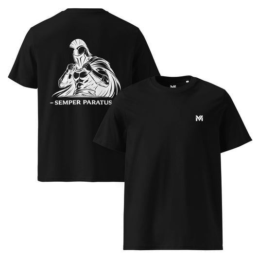 T-shirt Semper Paratus noir logo blanc face et visuel blanc dos Mindset Ambition