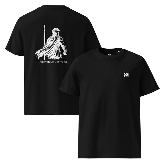 T-shirt Silentium Fortitudo noir logo blanc face et visuel blanc dos Mindset Ambition