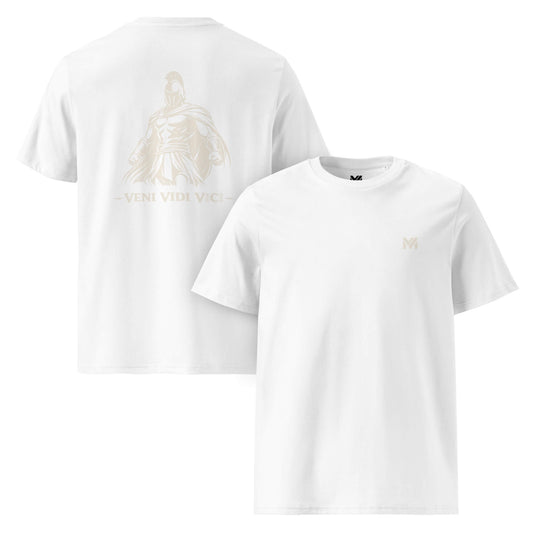 T-shirt Veni Vidi Vici blanc logo doré face et visuel doré dos Mindset Ambition