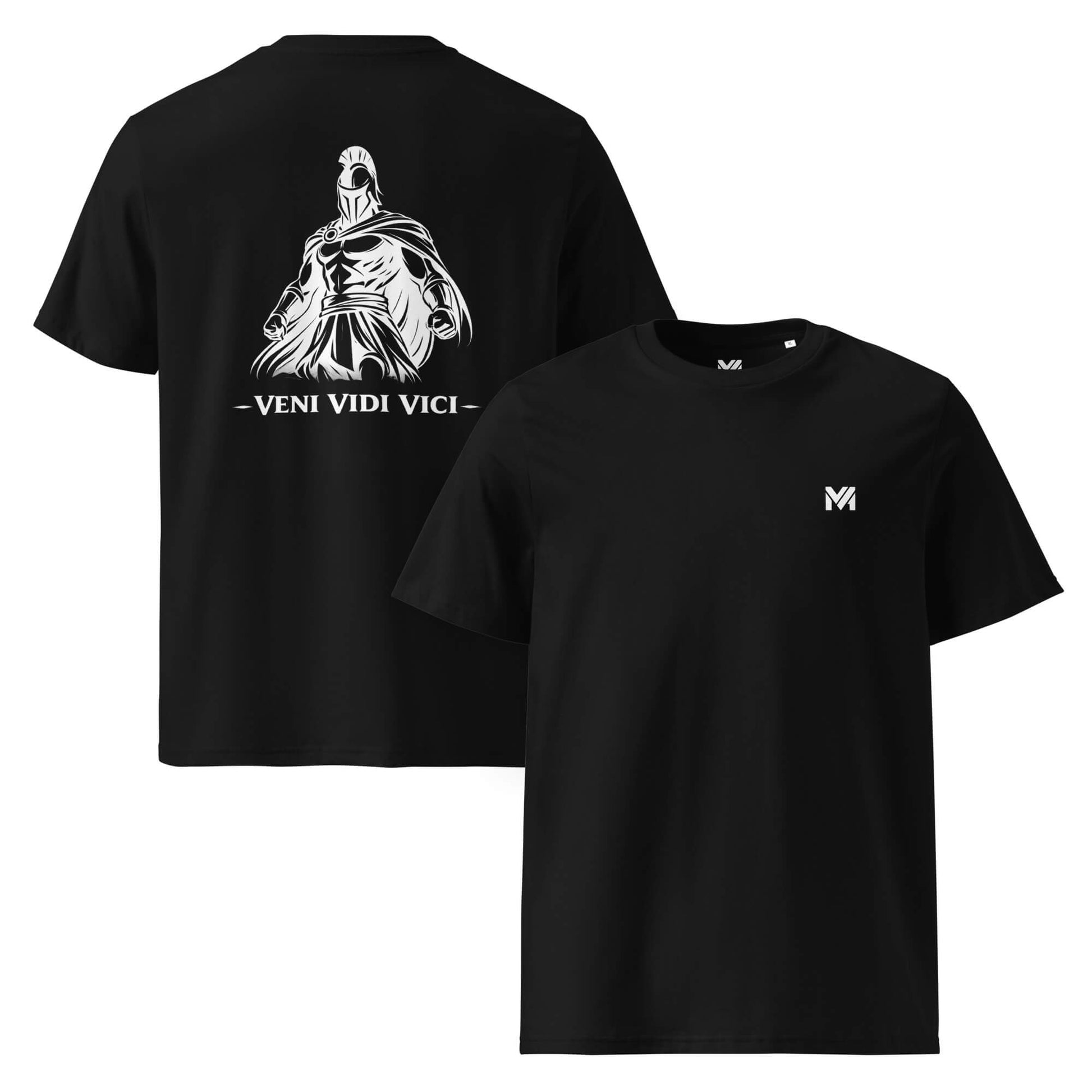 T-shirt Veni Vidi Vici noir logo blanc face et visuel blanc dos Mindset Ambition