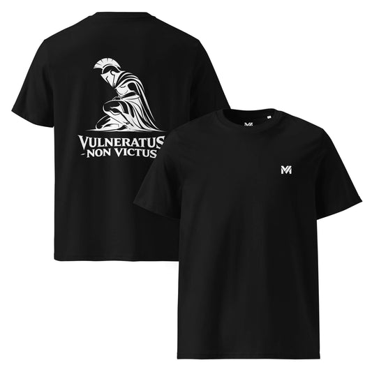 T-shirt Vulneratus Non Victus noir logo blanc face et visuel blanc dos Mindset Ambition