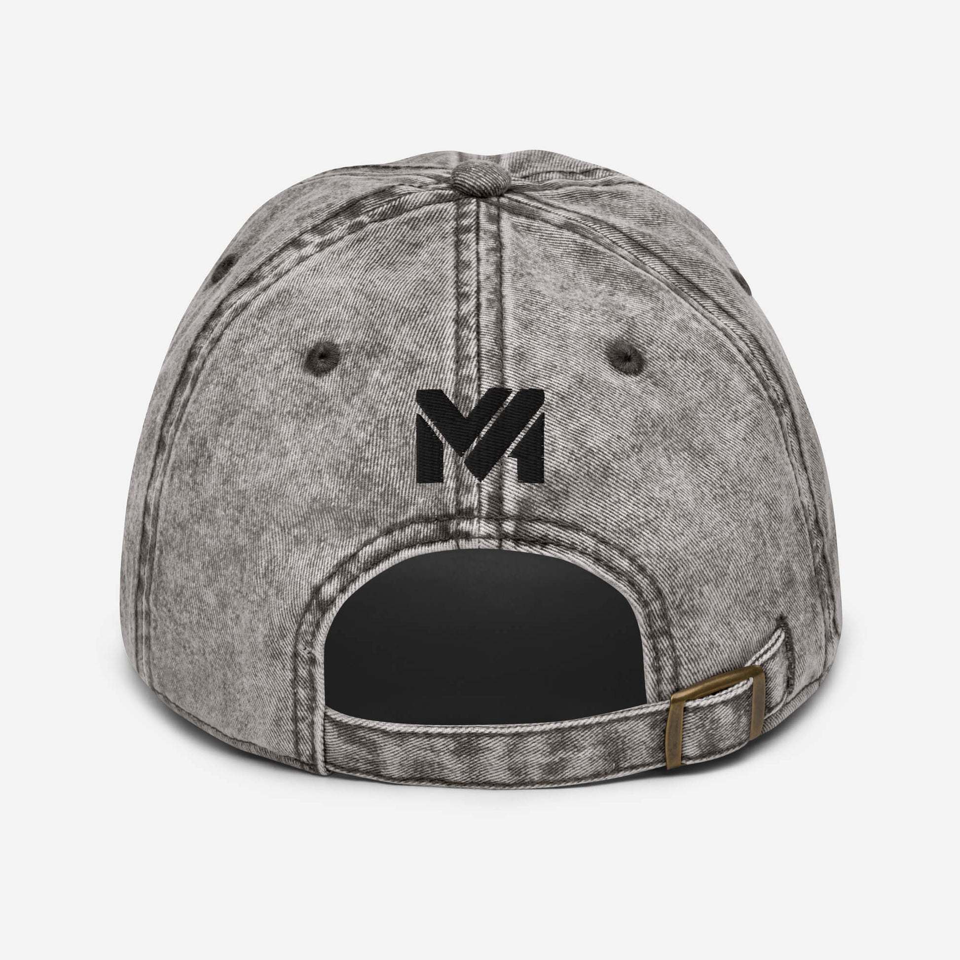 Dos de la casquette Vintage Spirit grise avec logo MA noir brodé centré au-dessus de la sangle – Collection Détail & Élégance Mindset Ambition.
