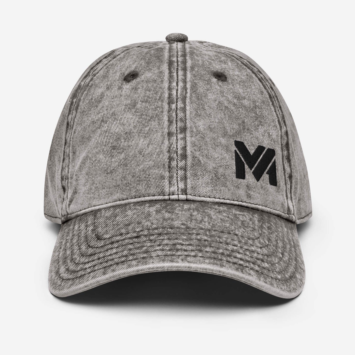 Casquette Vintage Spirit grise avec logo MA noir brodé à l’avant en bas à gauche – Collection Détail & Élégance Mindset Ambition.