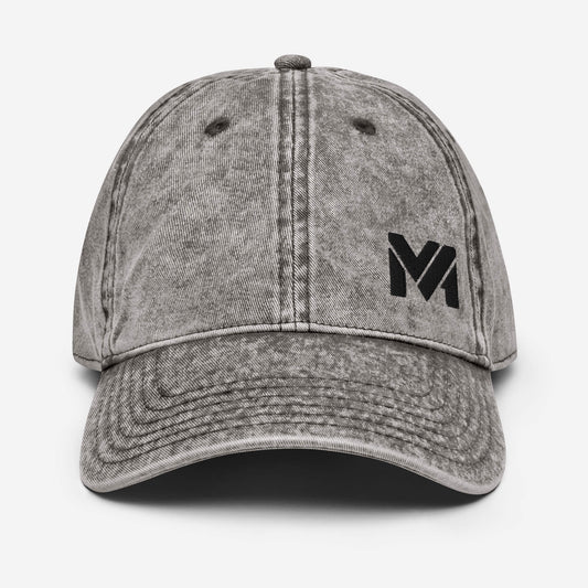 Casquette Vintage Spirit grise avec logo MA noir brodé à l’avant en bas à gauche – Collection Détail & Élégance Mindset Ambition.