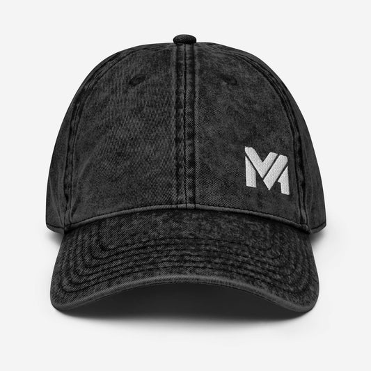Casquette Vintage Spirit noire avec logo MA blanc brodé à l’avant en bas à gauche – Collection Détail & Élégance Mindset Ambition.